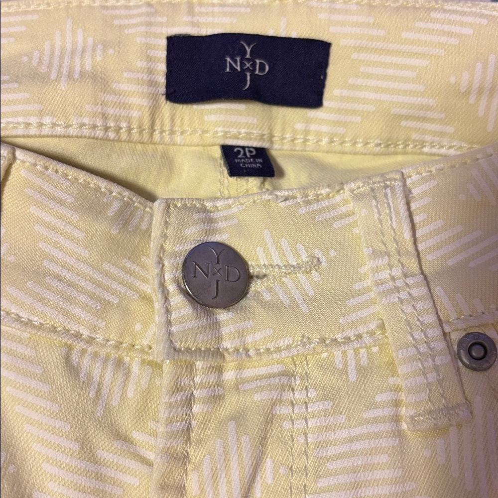 NYDJ Women’s Size 2 Light Yellow Geometric Print Slim Ankle Pants - Picture 5 of 5